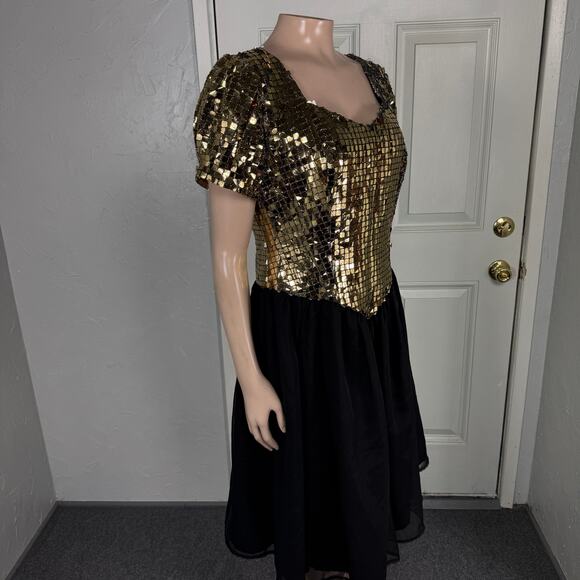 Vintage 80s 90s Party Disco ball Women's Dress Formal Sparkle Evening Prom D3-28 - Picture 6 of 8
